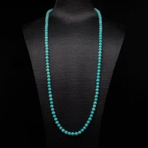 6mm中瓷铁线蓝绿松石长链