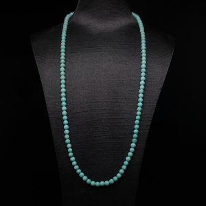 6mm中瓷铁线浅蓝绿松石长链