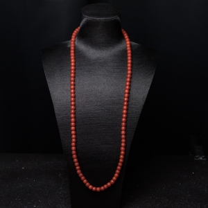 7.4mm柿子红南红苹果珠长链