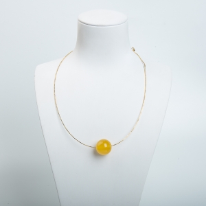 18.2mm鸡油黄蜜蜡圆珠项链