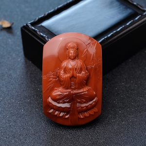 柿子红南红观音吊坠