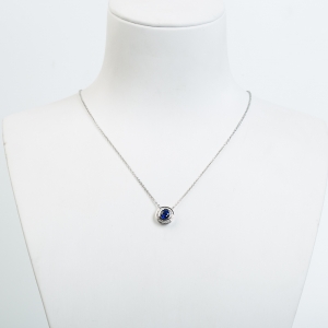 18k皇家蓝蓝宝石刻面项链