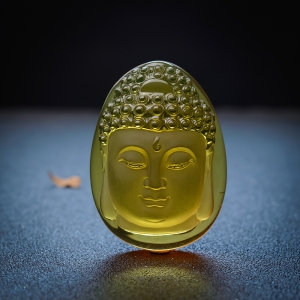 墨西哥蓝珀佛头吊坠