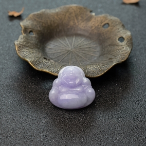 糯种紫罗兰翡翠弥勒佛吊坠
