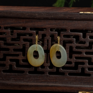 18K糯冰种黄翡随形耳坠