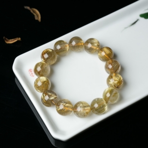 16mm钛金发晶单圈手串