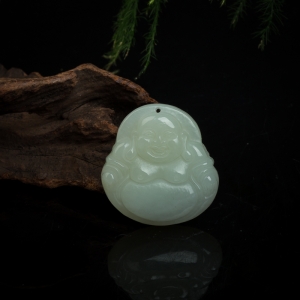 山料和田青白玉弥勒佛吊坠