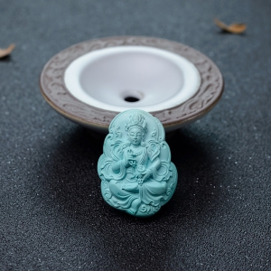 中瓷浅蓝绿松石绿度母吊坠