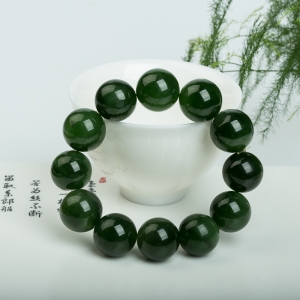 16.5mm山料和田碧玉单圈手串