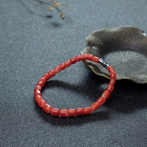 阿卡珊瑚桶珠单圈手串