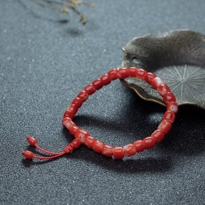 阿卡珊瑚桶珠单圈手串