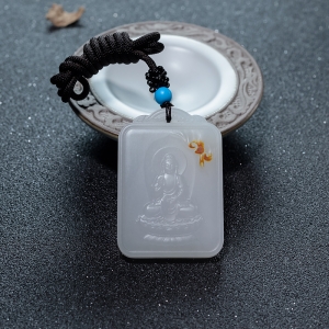 山料和田羊脂白玉大日如来吊坠