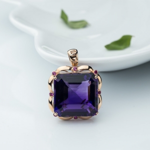 18K金镶紫晶吊坠