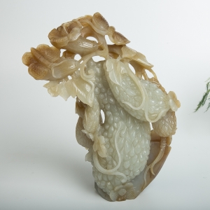 山料俏色和田玉多子多福摆件