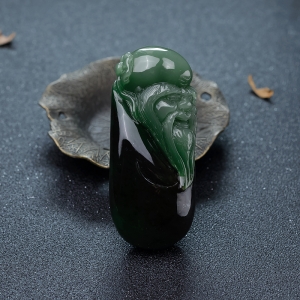 山料和田碧玉寿星手把件