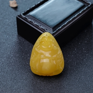 鸡油黄蜜蜡佛吊坠