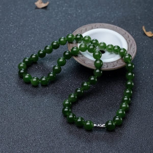 9.5mm山料和田碧玉项链