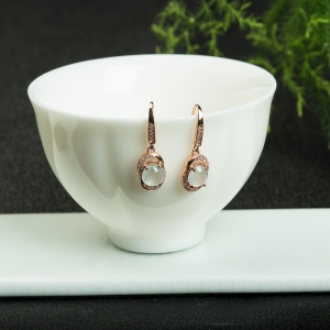 银镶糯冰种翡翠耳坠