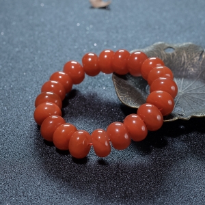 樱桃红南红算盘珠单圈手串