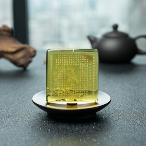 墨西哥蓝珀心经吊坠