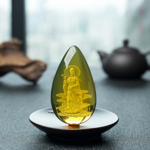 墨西哥蓝珀观音吊坠