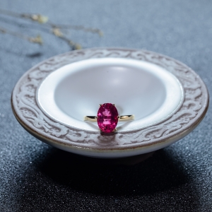 18K玫红碧玺戒指