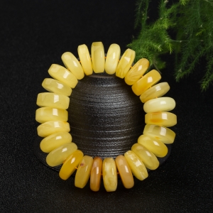 柠檬黄蜜蜡轮胎珠单圈手串