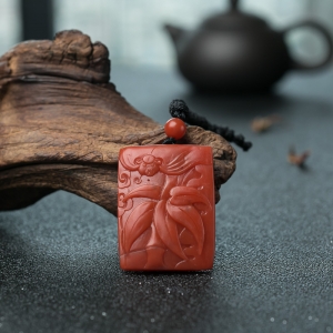 柿子红南红富足吊坠