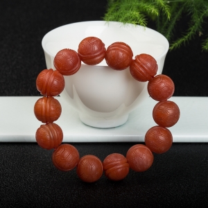 14.8mm柿子红南红富甲天下单圈手串