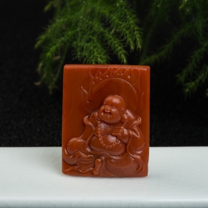 柿子红南红弥勒佛吊坠