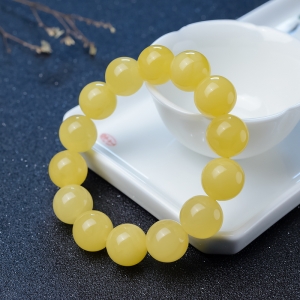 15.5mm鸡油黄蜜蜡单圈手串