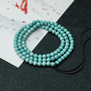 5.2mm高瓷铁线蓝绿绿松石108佛珠