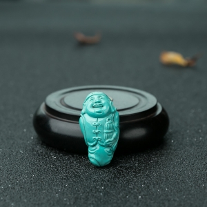 高瓷铁线蓝绿绿松石地主吊坠