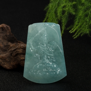 糯种飘花翡翠虚空藏菩萨吊坠