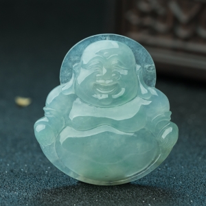 糯冰种晴水翡翠弥勒佛吊坠