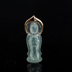 18k冰种翡翠佛光普照吊坠