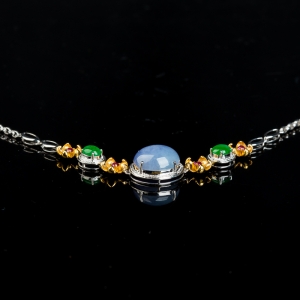 18k糯冰种双色翡翠手链