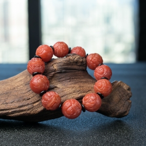 18mm柿子红南红貔貅珠手串