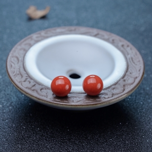 10.3mm沙丁珊瑚圆珠（两件）