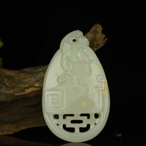 籽料和田白玉喜上眉梢吊坠