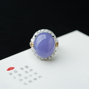 18K糯种紫罗兰翡翠戒指