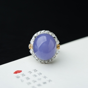 18K糯种紫罗兰翡翠戒指