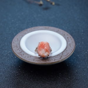 18K深水珊瑚美女戒指