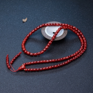 阿卡牛血红珊瑚桶珠108佛珠