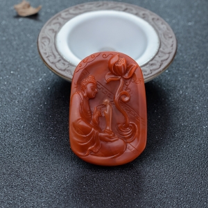 柿子红南红悟道吊坠