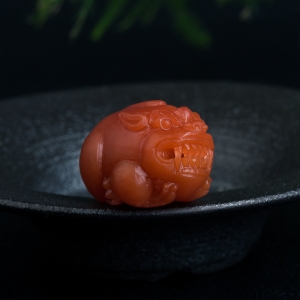 樱桃红南红貔貅吊坠