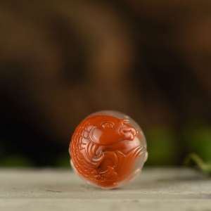 16.0mm冰飘料南红年年有余圆珠