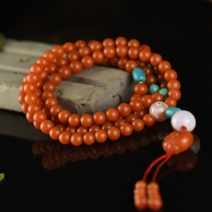 6.6mm柿子红南红多圈手串