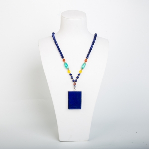 银镶紫蓝色青金石项链