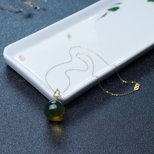 18K墨西哥蓝珀圆珠项链